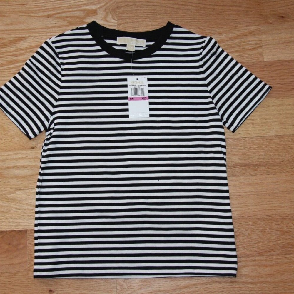 ❤️ NEW!! $58 Michael Kors Cotton Black and White Top; Sz XXS